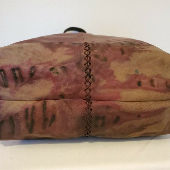 Leather cowgirl hippy bag purse hobo black brown tan red burgundy beige tie dyed - Picture 4 of 11